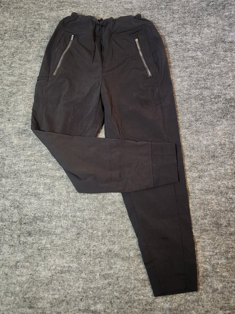 Athleta Women's 2P Petite Black Nylon Spandex Zipper Utility Hiking Jogger Pants